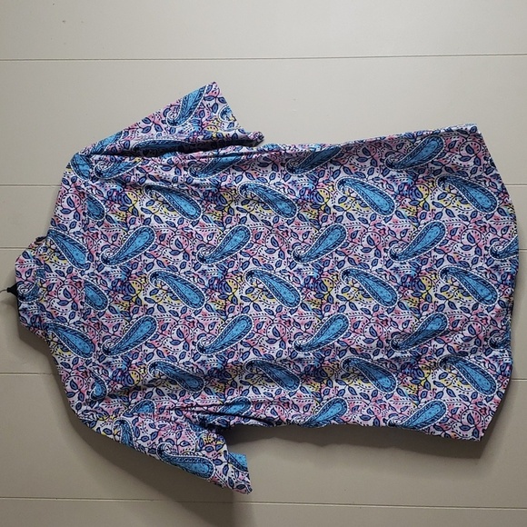 Cremieux Premium Denim Blue Paisley Short Sleeve Button Down Shirt Small - Picture 5 of 5